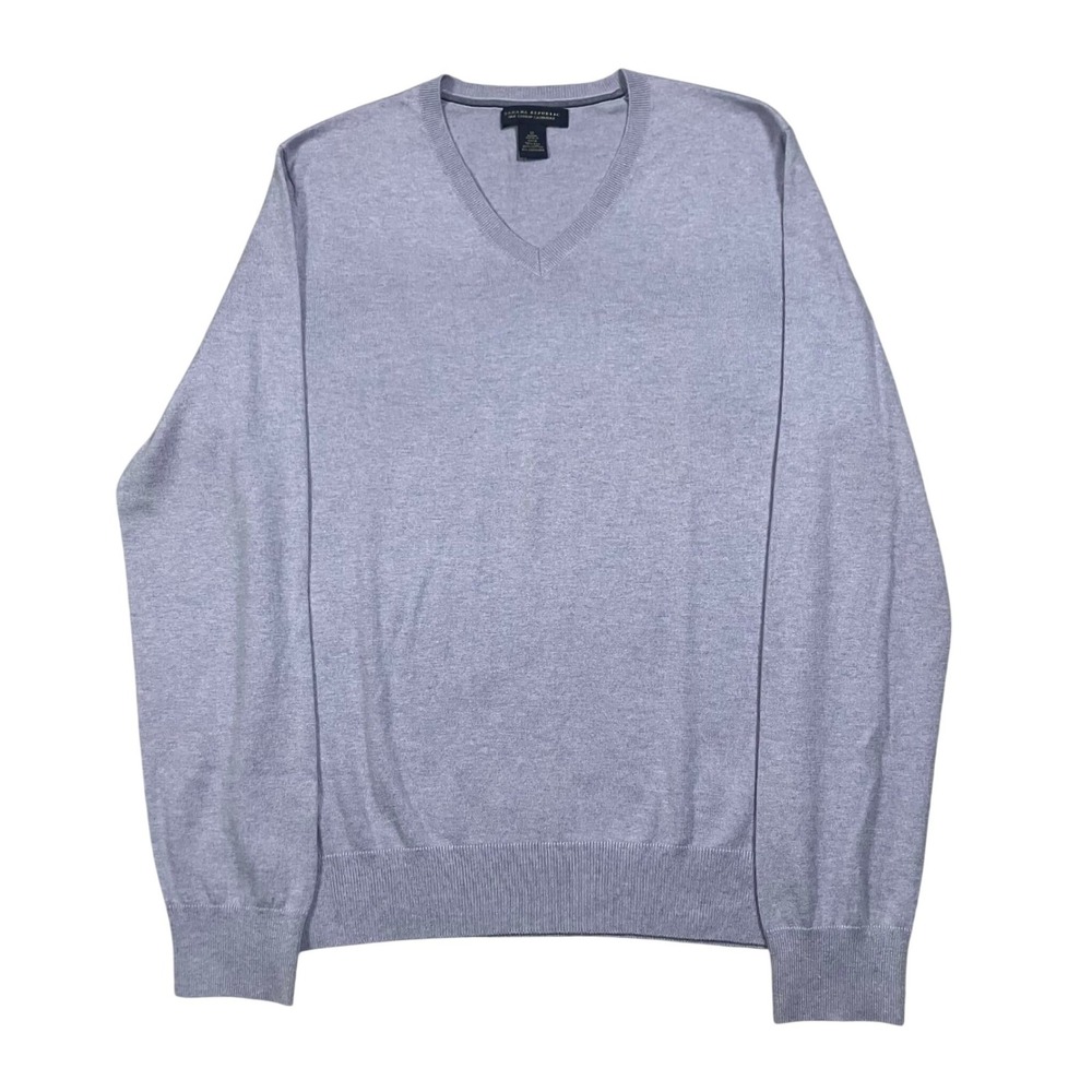 Banana Republic Mens Silk Cotton Cashmere V-Neck Sweater Purple Medium